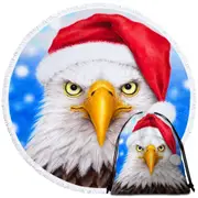 Christmas Cool Funny Wild Animal Art Eagle Santa Round Beach Towel