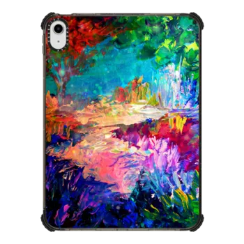 iPad 10.9-inch (10th gen) iPad Impact Case WELCOME TO UTOPIA - Colorful Magical Forest Abstract Trees Floral Nature Galaxy Flowers Rainbow Bold Whimsical Fairy Land Painting