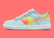 Nike Dunk Low BG GS Heat Map Glacier Blue Lemon Orange HF4797-474 6.5Y = 8 Women