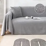 Lucky Monet Waterproof Couch Sofa Cover Washable Sectional Couch Covers Protectors for Pets Dogs Water Resistant Sofa Slipcovers Couch Futon Blanket for Loveseat L Shaped Sofa, 71" x 118", Light Gray