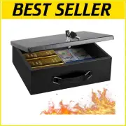Fireproof Document Box with Key Lock - Safe Storage for Valuables 12.9" x 10.7"