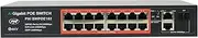 PNI SWPOE162 POE Switch, 16 Ports POE 100Mbps, 2 UP Link 1000Mbps Ports, 1 SFP Port 1000Mbps, 240W, AI Function Extends Up to 250m, Lightning Protection 4KV