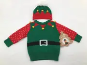 So Dorable Baby Size 0-6 Months Christmas Elf Sweater and Hat Set