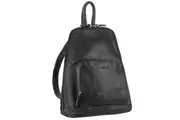 Milleni Womens Twin Zip Backpack Nappa Italian Leather Travel Bag - Black