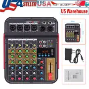USB BT Live Studio Audio Mixer 4 Channel Mixing Console Sound +48V Phantom Power