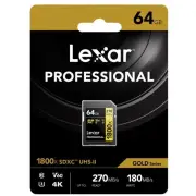 Lexar Professional 1800X SDXC UHS-II SD Card Capacity: 64GB