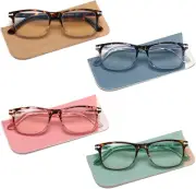 2/4/5 Pack Square Reading Glasses Blue Light Blocking Readers Spring Hinge for W