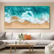 Modern Ocean Wave Beach Vibrant Unframed Canvas Painting for Living