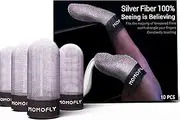 MOMOFLY Gaming Finger Sleeves,Customized for American Finger Sizes,100% Visible Silver Fibers,Just Right Pressure/Breathable/Sweatproof,Silver Bullet Ⅰfor COD Mobile PUBG Gaming Glove（10P） (M)