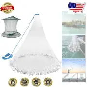 9ft Radius Cast Net with Shrimp Cage - Heavy Duty, Tangle-Free Fishing Solution