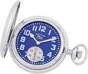 [Gotham] Men's Classic Silver-Tone Polished Case Double Hunter 17 Jewel Mechanical Pocket Watch # GWC18809SBU, Silver