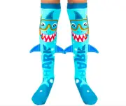 MADMIA Shark Socks Boy’s Long Knee High Socks - Kids & Adults Pair - Blue