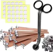 domoi 151PCS Candle Making Kit - Wooden Candle Wicks Set with Metal Base for Candle Making Smokeless Wood Wicks for Candles