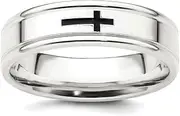 [JewelryWeb] 925 Sterling Silver Polished Flat Band Engravable 6mm Enamel Fancy Band Ring Jewelry Gifts for Women - Ring Size Options Range: N to Z