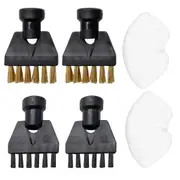 Steam Cleaner Accessories, Pack of 4 Steam Cleaner Brushes with 2 Microfibre Covers for SC2 SC3 SC4 BlackWhite