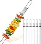 Skewers for Grilling - 13" Kabob Skewers with Push Bar Double Pronged Anti-Ro...