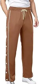 [AIEOE] Tear Away Sweatpant for Men Wide Leg Loose Fit Training Side Split Double Button Pant Casual Trouser Track Pant Drawstring Splicing Sport Pants with Pockets