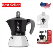 Compact 6-Cup Moka Pot for Induction & All Hob Types - Classic Black Finish