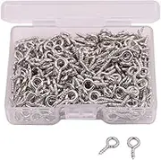 Shapenty 300PCS Mini Metal Hoop Peg Screw Eye Pin Hook for Arts & Crafts Projects, Cork Top Bottles, DIY Jewelry Making Findings, Charm Bead, 10 x 4.5mm (Silver)