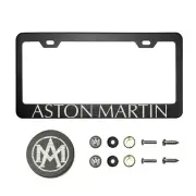 Fit Aston Martin T304 Laser Etching SS Black License Plate Frame w/Metal Cap