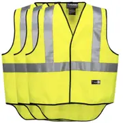 3x HUSKI Hi Vis Patrol Vest 3M Tape Safety Workwear High Visibility Bulk - Yellow - L