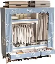 Polyester Portable Closets Space Saving Wardrobe Closet Organizer Stable Storage Organizer for Bedroom with Drawer