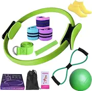 Pilates Kit for Home Workouts, Portable Pilates Essentials Kit for Women with Ring and Ball, for Core Strength, Stretching & Toning