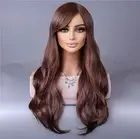 WIG - LONG LIGHT BROWN WAVY HAIR W. BANGS & LAYERS