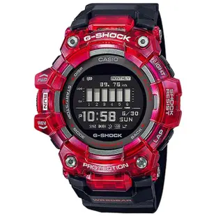 【CASIO 卡西歐】G-SHOCK 運動潮流藍牙智慧腕錶/黑x紅框(GBD-100SM-4A1)