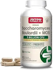 Jarrow Formulas Saccharomyces Boulardii + MOS, 5 Billion Cells Per Capsule, Promotes Intestinal and Digestive Health, 90 Veggie Capsules