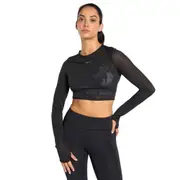 Reebok Studio Mesh Ls Top Black Women's Casual Long Sleeves Activewear