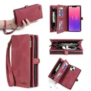 MEGSHI 017 Series For iPhone 15 Plus Zipper Wallet PU Leather Case ic Detachable Phone Cover