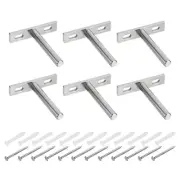 6Pcs 3 Inch Wall Mounting Floating Shelf Bracket Blind Shelf Support, Silver
