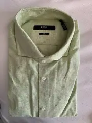 Hugo Boss Men's Slim Light Green Collar Shirt (16)