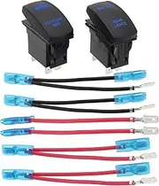 VGOL 2pcs DC 20A/12V 10A/24V 5pin Car Modified Tail Light Toggle Rocker Switch with 6 Jumpers Suitable for Off Road Vehicle Racing Accessories Switch Blue Light