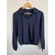 Travis Mathew Spa Day Ponte Polo Top Womens Medium Navy NWT Athleisure comfort