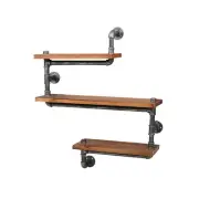 Artiss Floating Wall Shelf 3-Tier DIY Metal Pipe Shleves Storage Industrial IONA