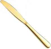 Berglander Gold Dinner Knives Set Of 12, Stainless Steel Titanium Plating Shiny Gold Dinner Knife, Butter Knife Spreader Table Knives Sturdy And Dishwasher Safe