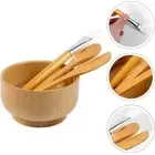 4pcs/set Natural Bamboo Mask Brush Bowl Set Portable Diy Facial Tools Mud Mask
