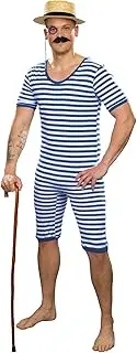 [shoperama] Nostalgic Men's Striped Swimsuit 20s 30s Weight Lifting Clown Artist Retro Historical JGA