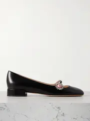[Valentino Garavani] Valentino Garavani - Ballerina 20 Embellished Leather Flats - Black - IT42 IT 42 Black