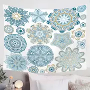 Teal Blue and Turquoise Mandalas Tapestry