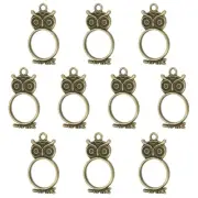 20Pcs Owl Shaped Alloy Open Back Bezel Pendants Resin Frame, Bronze