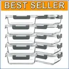 30 oz Airtight Snap-Lock Glass Meal Prep Containers - 10-Pack for Healthy Eating