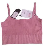 Chanel Pink Knitted Women Crop Top Made in France Shiny Silver Luxury NWT Size S