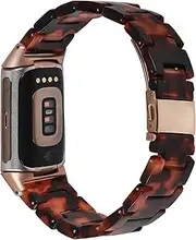 Resin Band Compatible with Fitbit Charge 6/ Fitbit Charge 5, Waterproof & Lightweight Bracelet Wristband Replacement with Stainless Steel Buckle, Fashion Strap for Fitbit Charge 5/6 Fitness