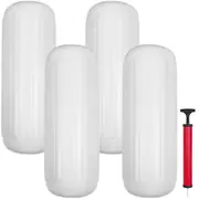Inflatable Ribbed Boat Fenders 10"x28" for Mooring Protection, Set of 4