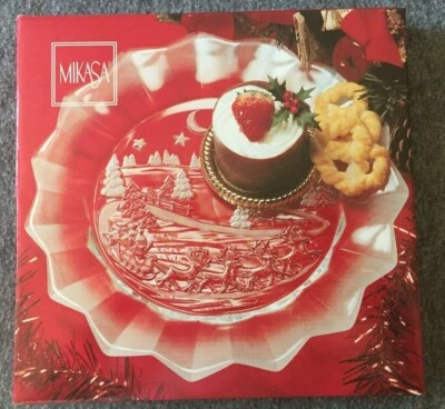 Silent Night Mikasa Frosted Edge Glass Plate Platter