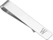 [uxcell] Initial Tie Clip for Men, Stainless Steel Letter W Alphabet Necktie Bar Pinch Clips 26 Letters A-Z with Gift Box for Regular Ties Wedding Father's Day, Silver Tone