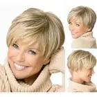 Women Short Straight Pixie Cut Wig Boycut Golden Blonde Synthetic Wig Cosplay &